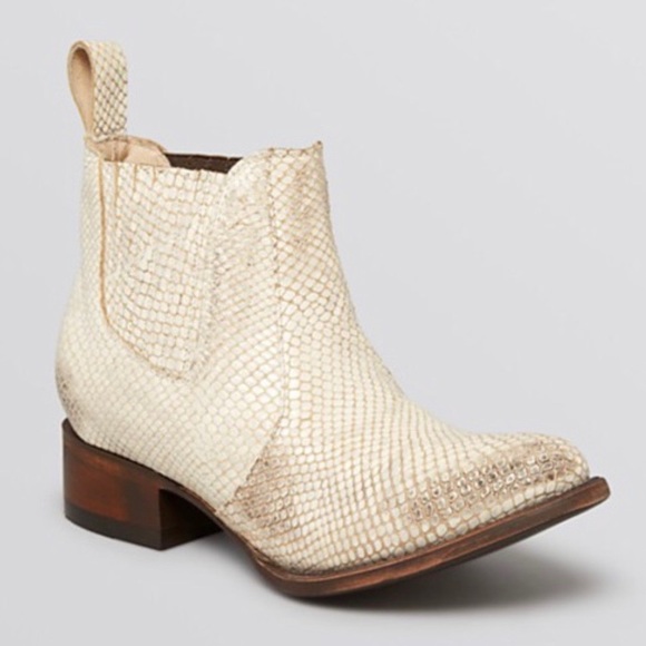 White Snakeskin Boots By Steven Lasso 